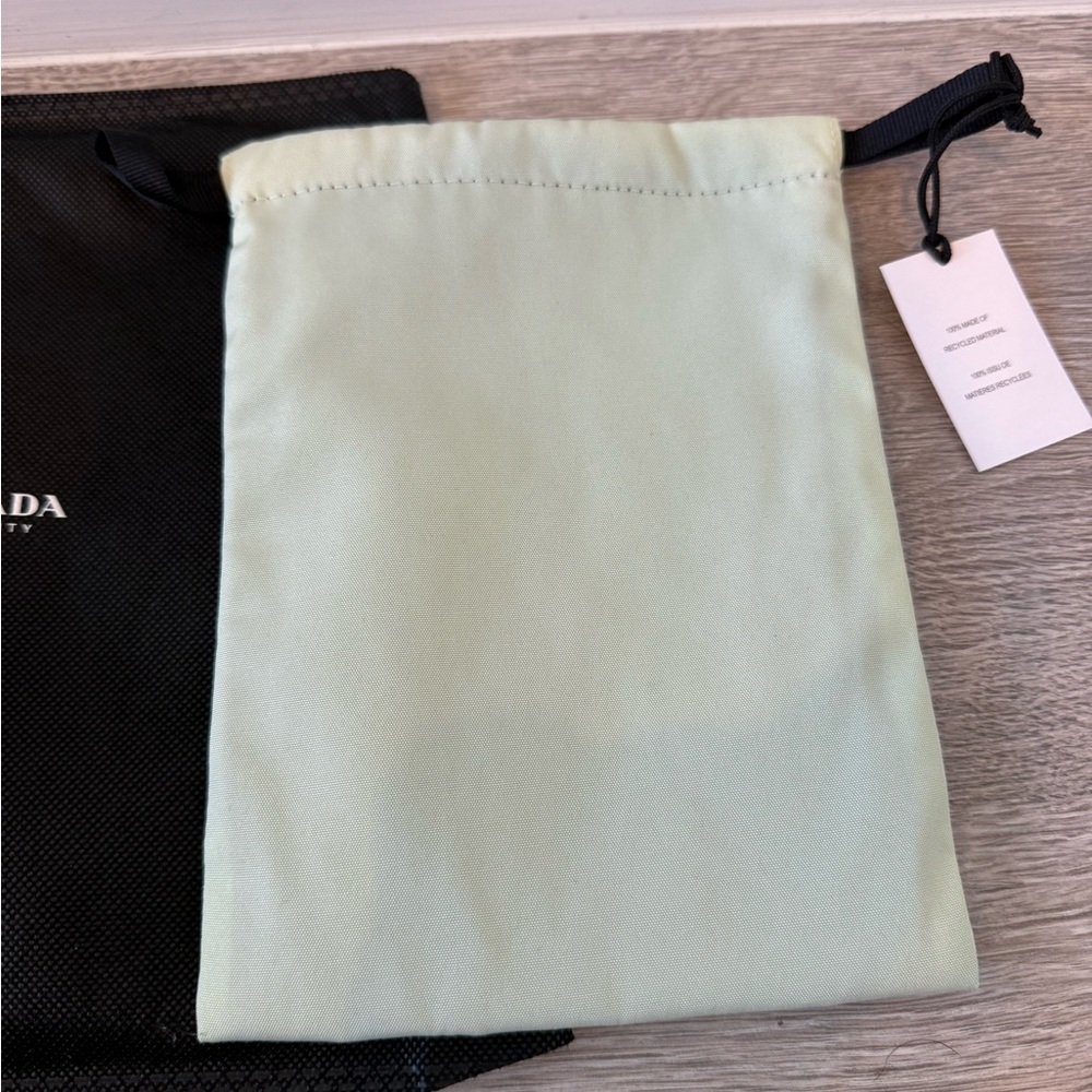 Prada Mint Green Drawstring Pouch With Black Label - image 2